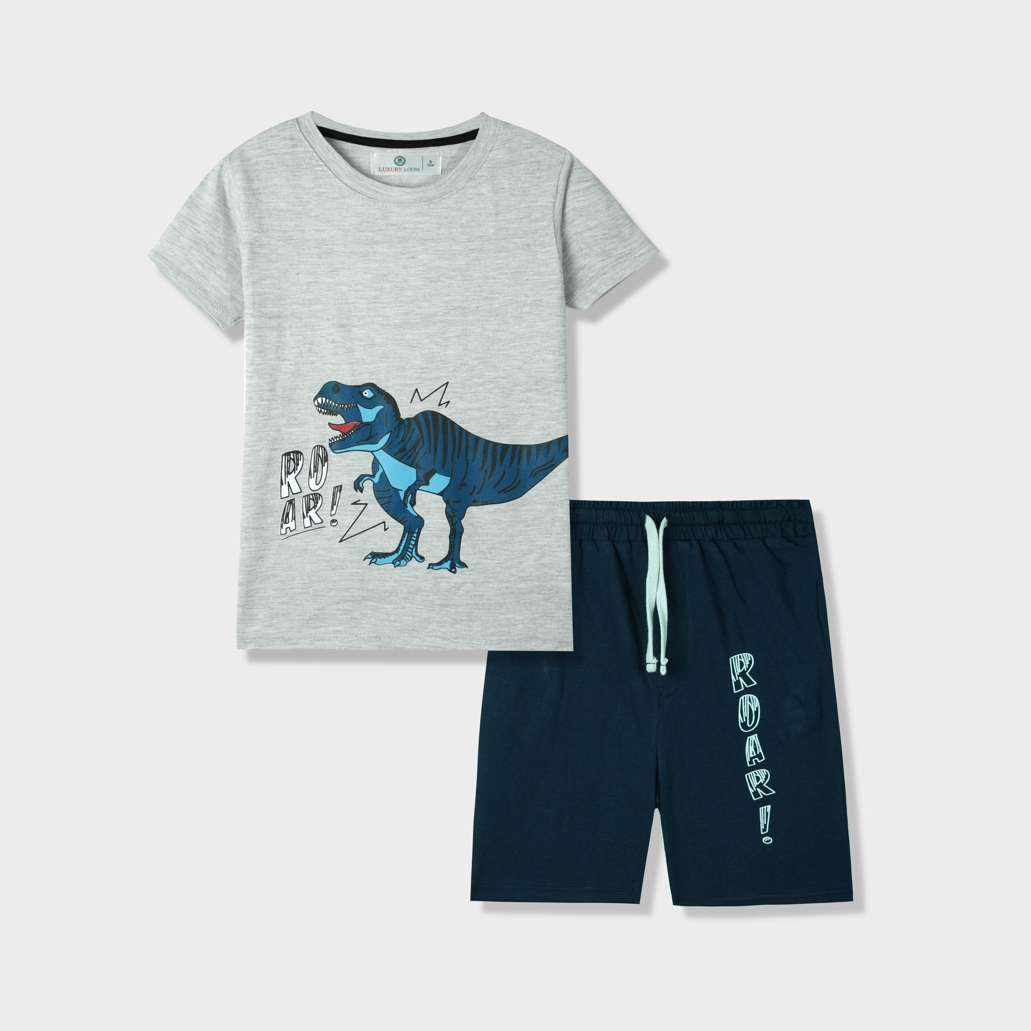 Boys T-Rex Roar Shorts Set