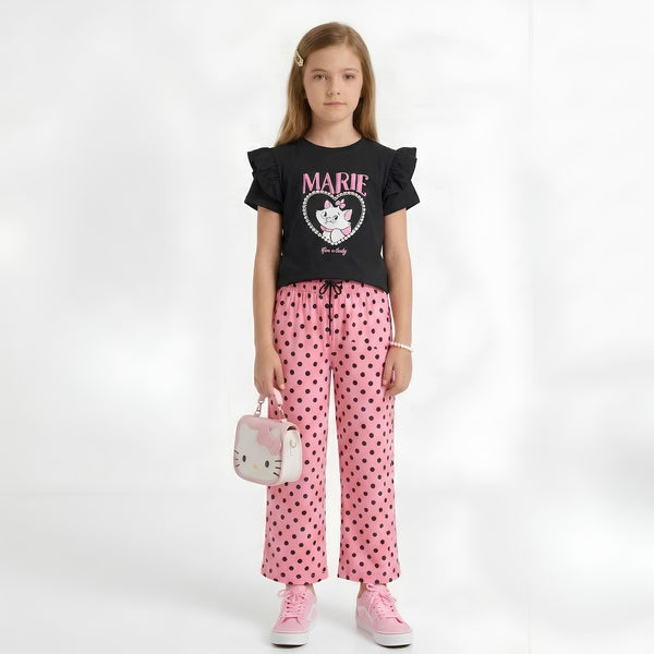 Girls Marie Cat Polka Dot Set