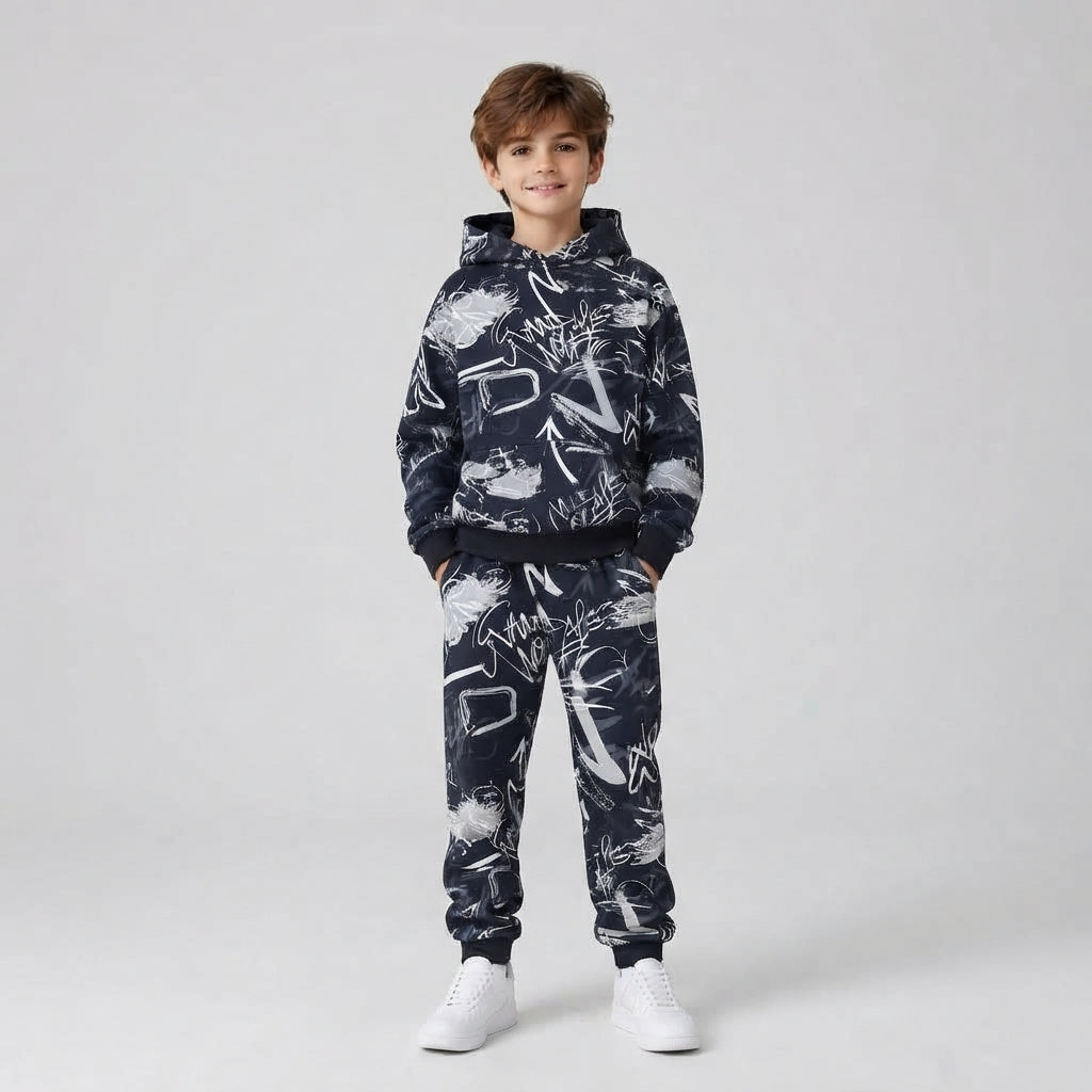 Boys Graffiti All-Over Print Hoodie Set