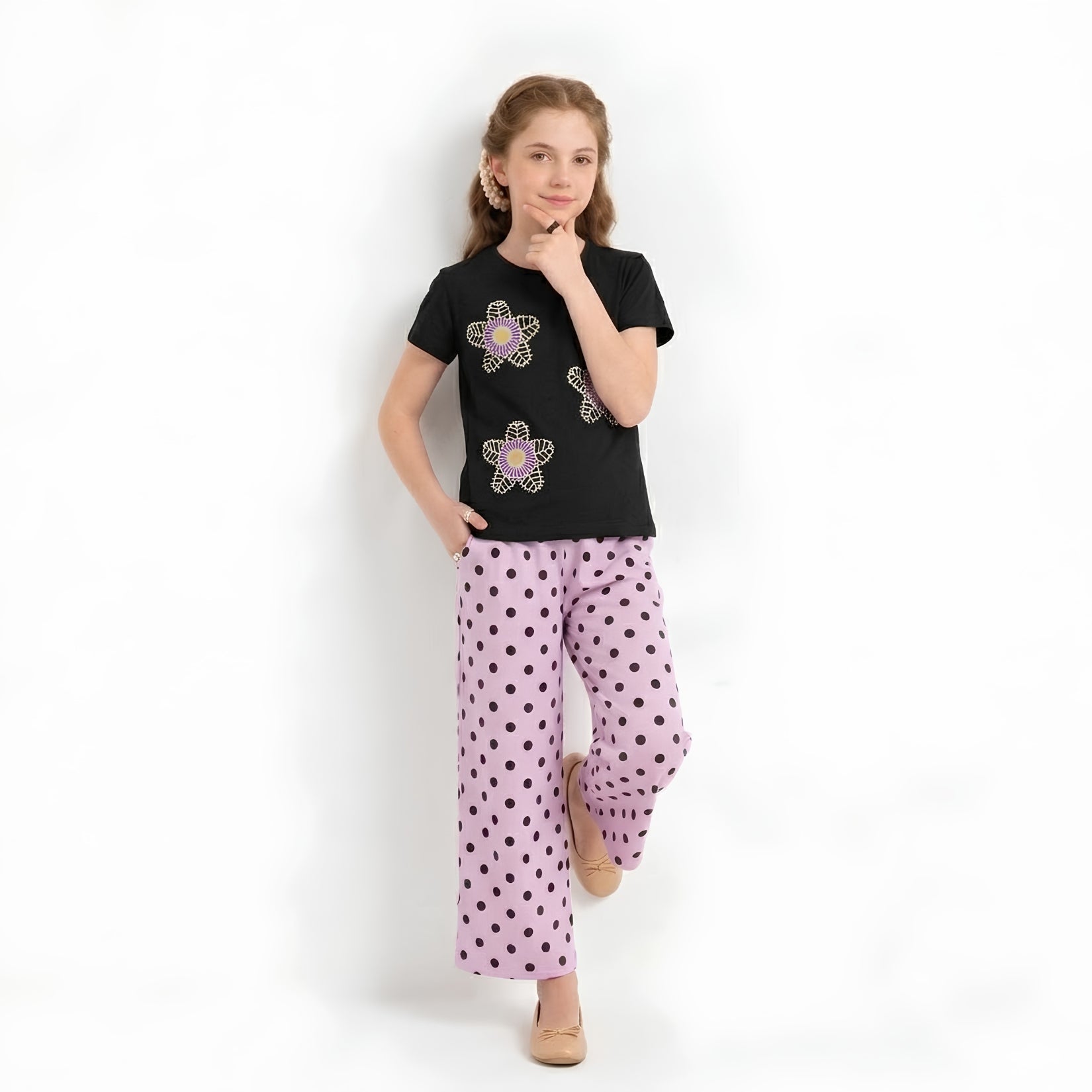 Girls Floral & Polka Dot Set