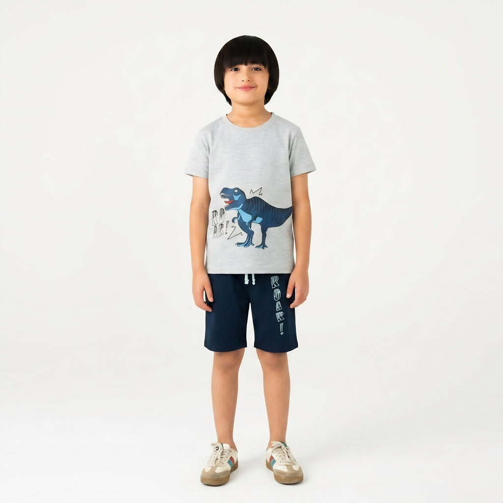 Boys T-Rex Roar Shorts Set