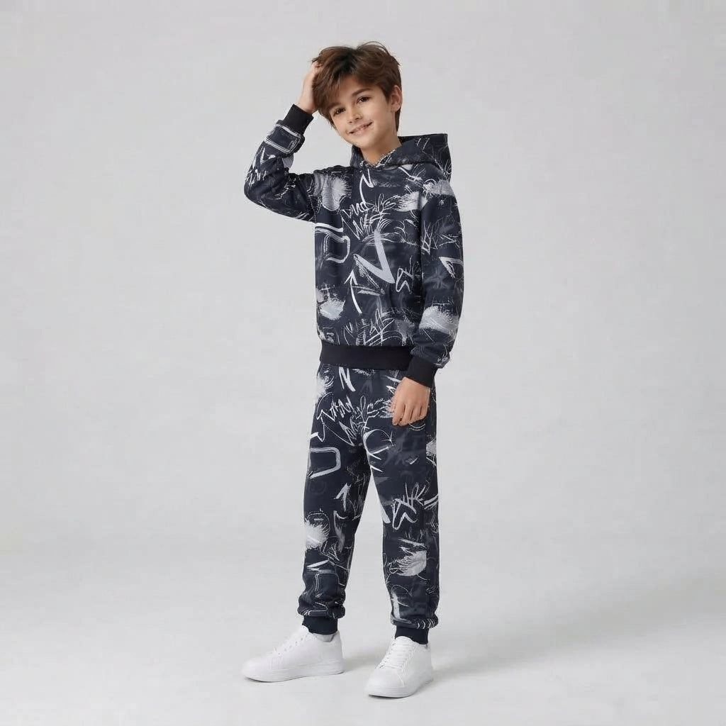 Boys Graffiti All-Over Print Hoodie Set