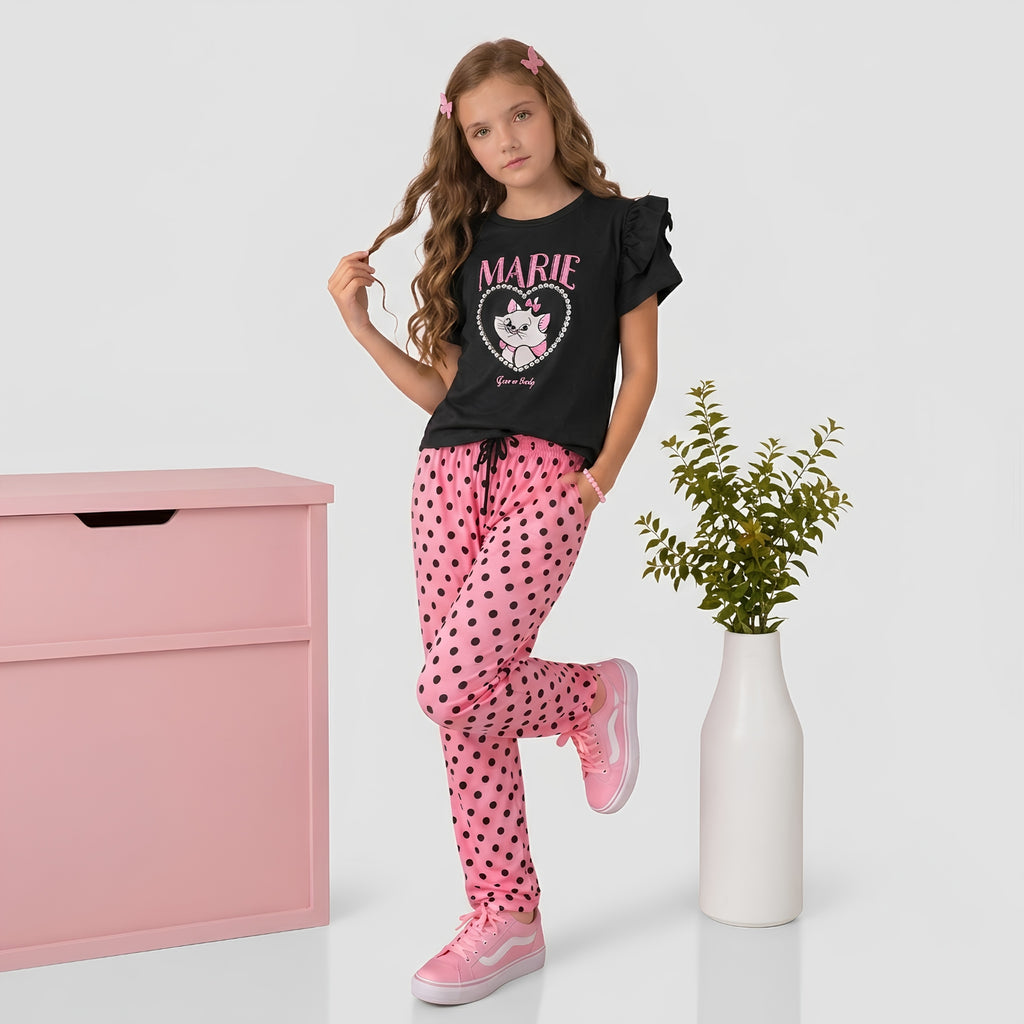 Girls Marie Cat Polka Dot Set
