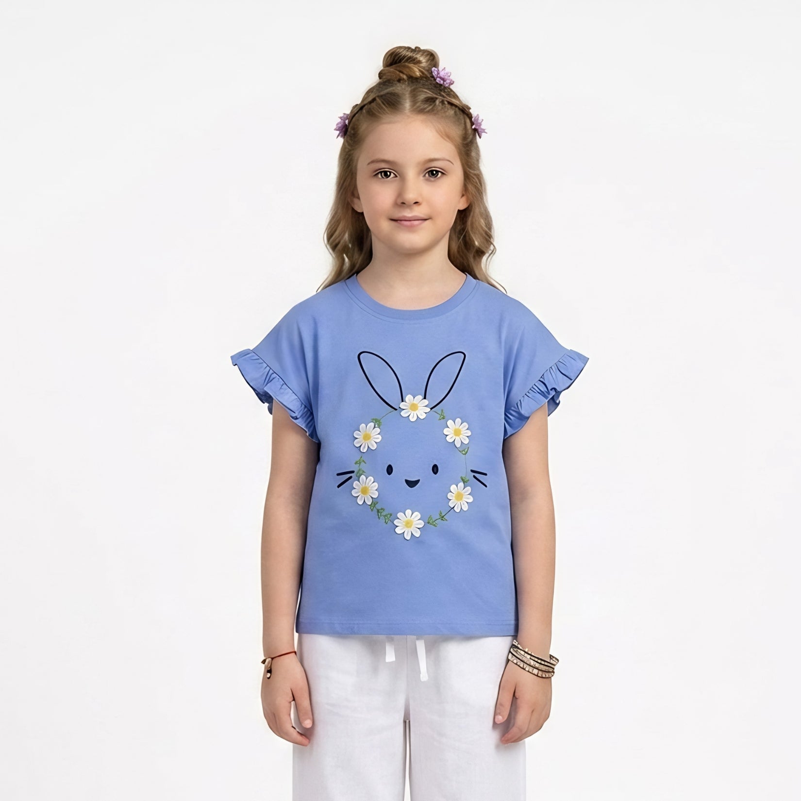 Girls Daisy Bunny Ruffle Top