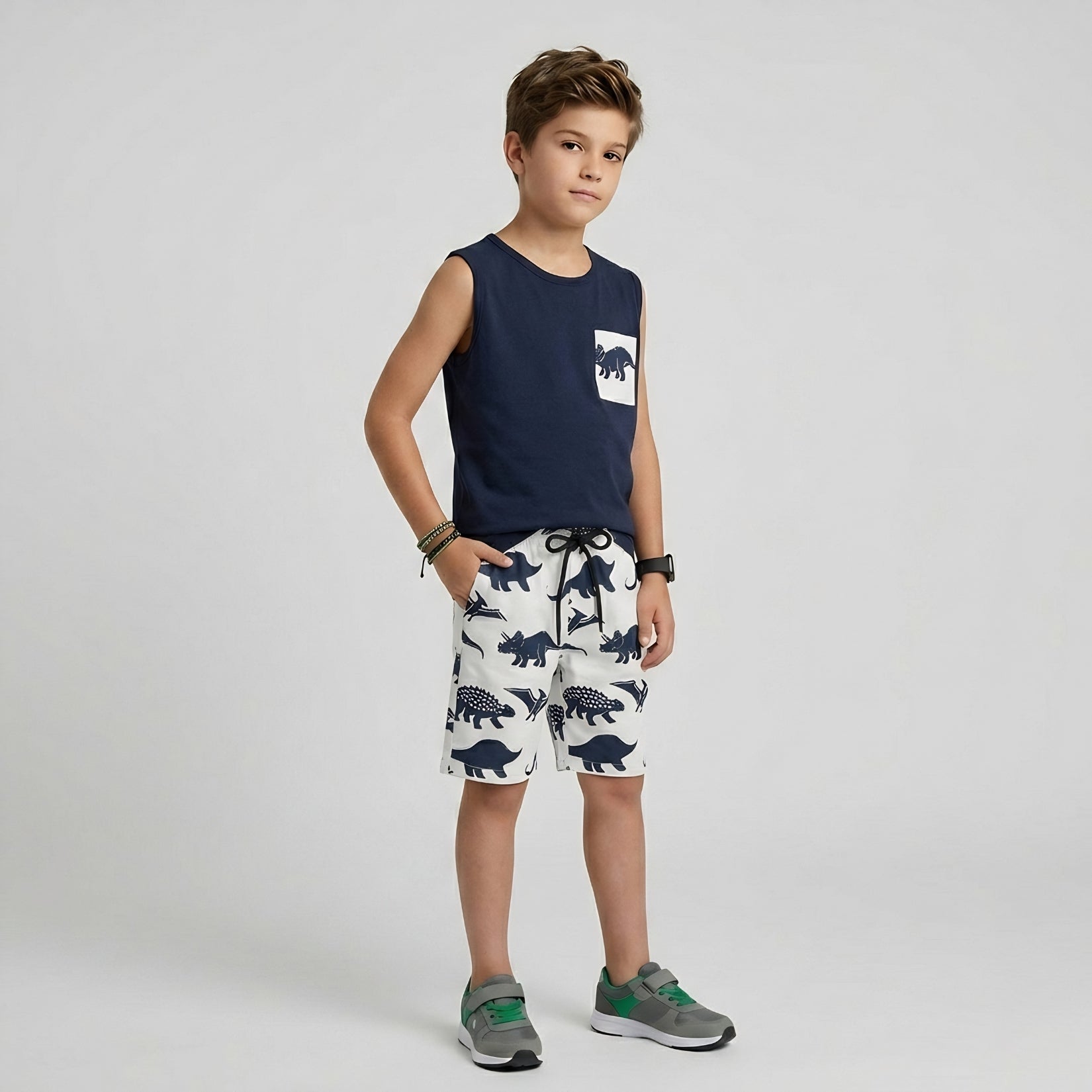 Boys Dino Explorer Shorts Set