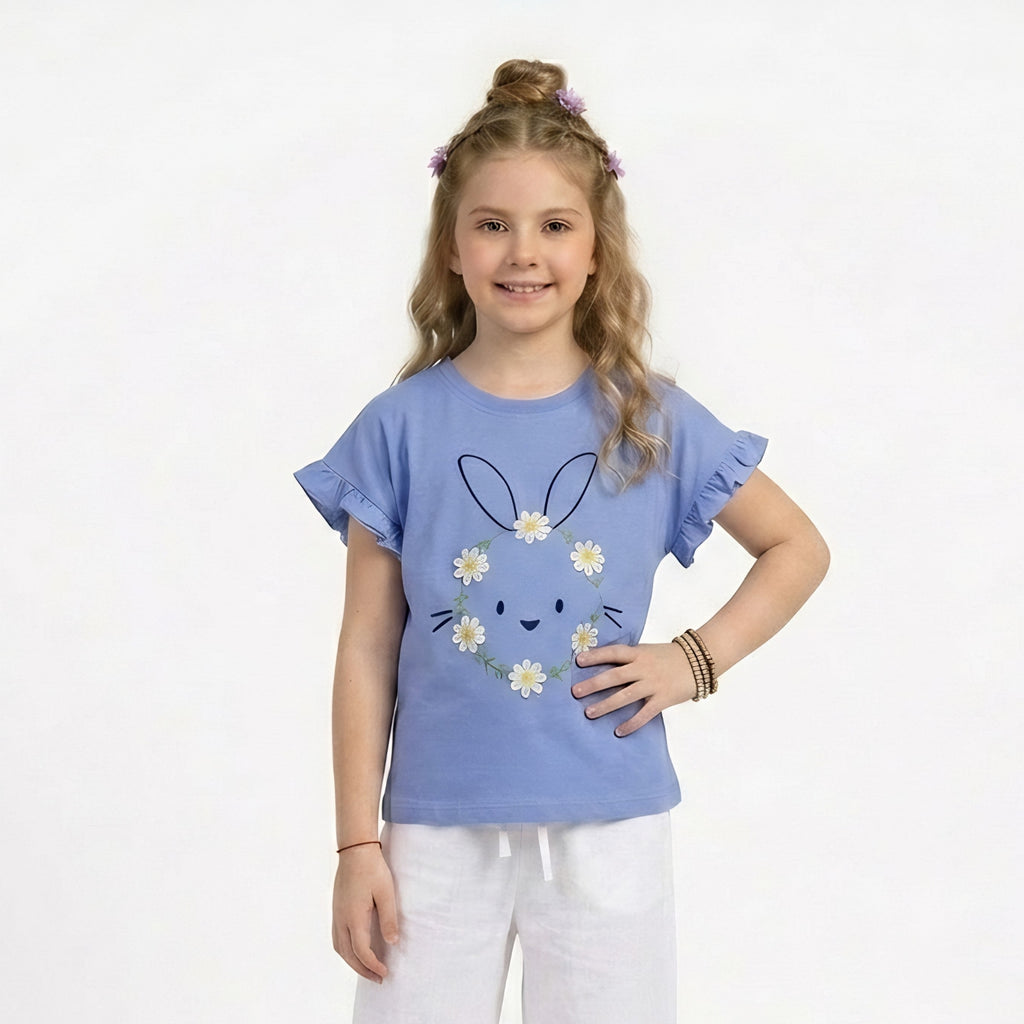 Girls Daisy Bunny Ruffle Top