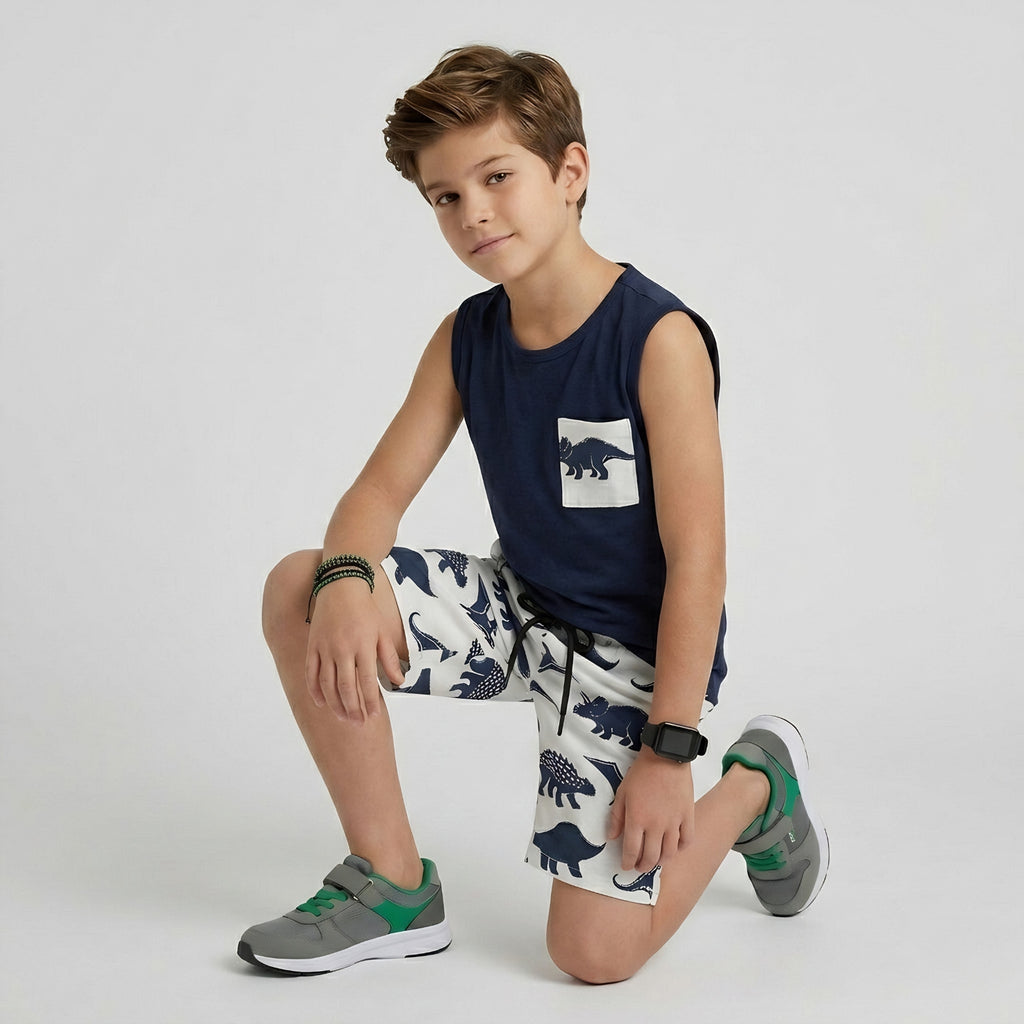 Boys Dino Explorer Shorts Set