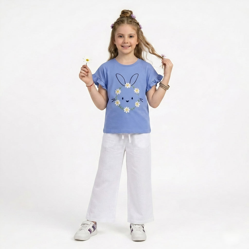 Girls Daisy Bunny Ruffle Top