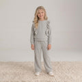 Girls Grey Ribbed Ruffle Set