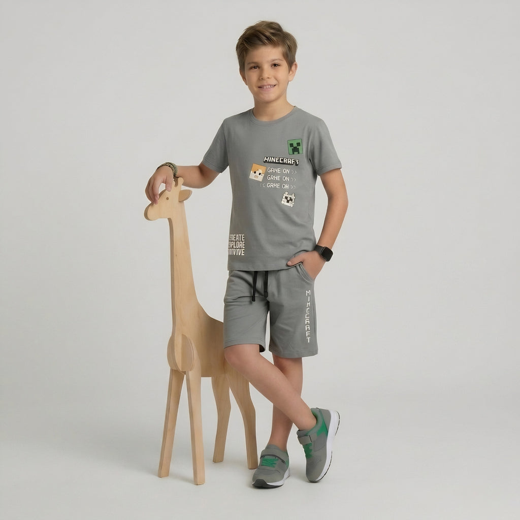 Boys Gamer Minecraft Shorts Set