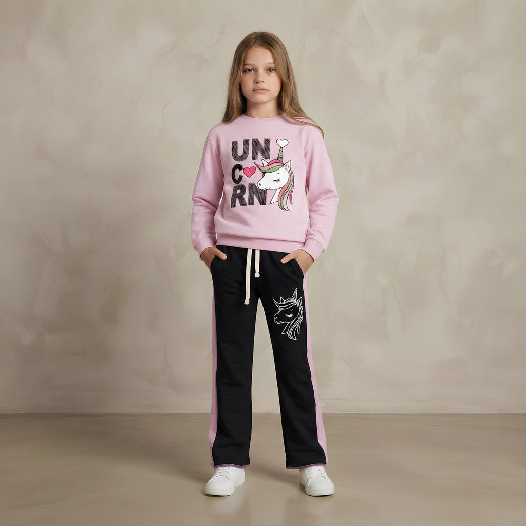 Girls Unicorn Printed Tracksuit Set