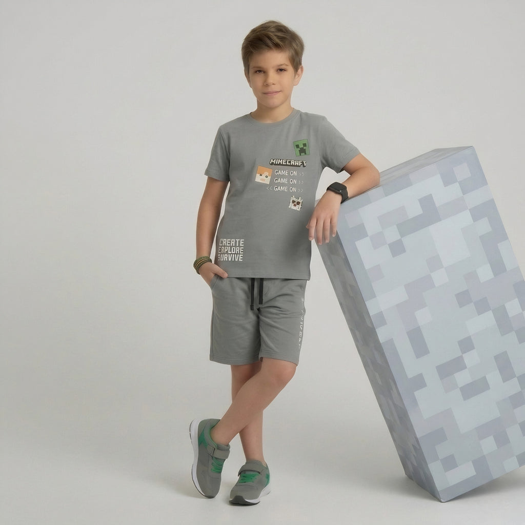 Boys Gamer Minecraft Shorts Set