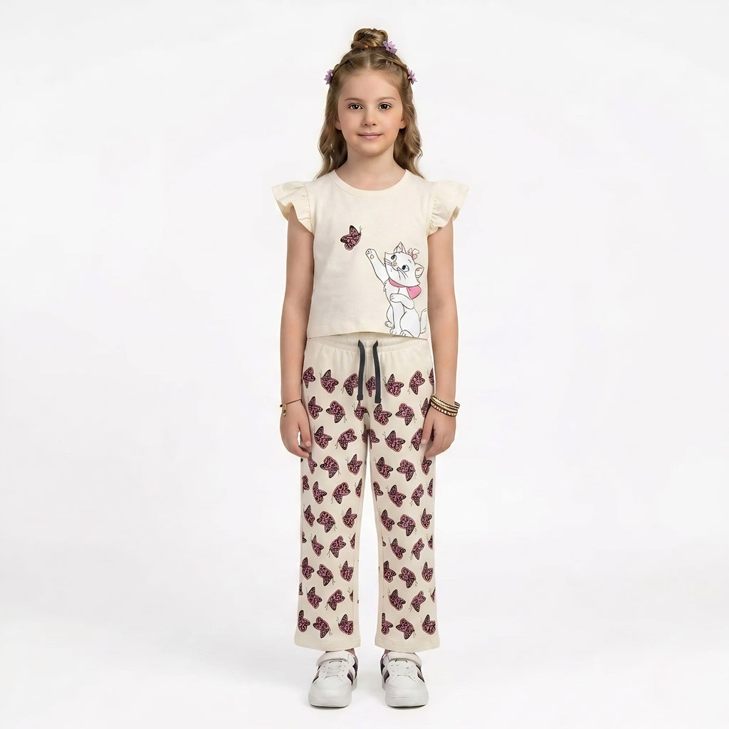 Girls Butterfly & Kitty Cream Set