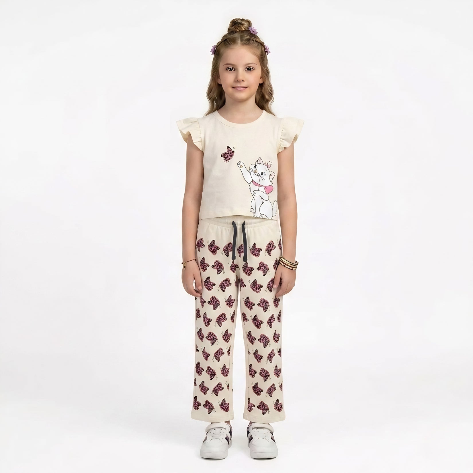 Girls Butterfly & Kitty Cream Set