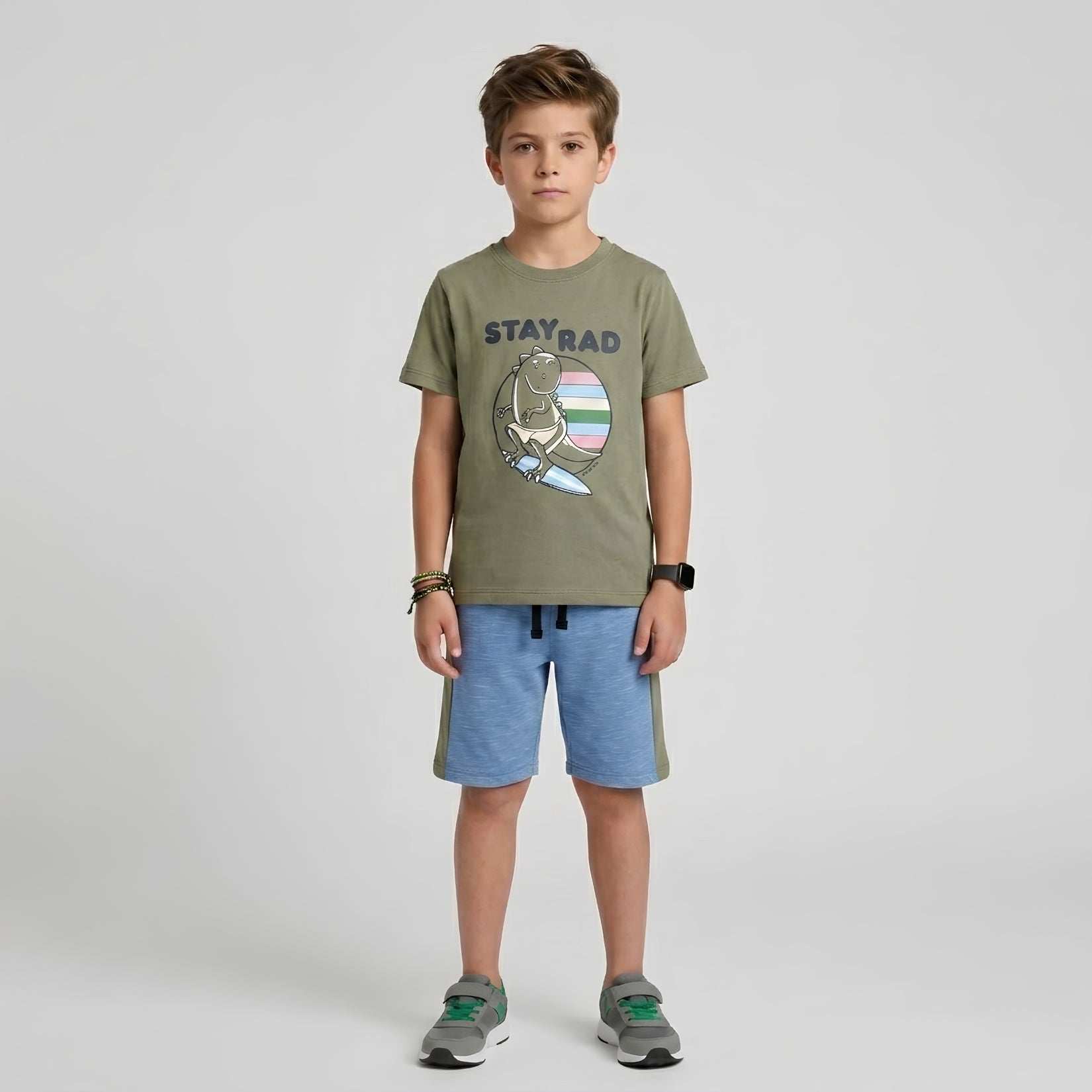 Boys Stay Rad Dino Surfer Set