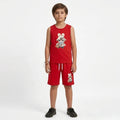 Red Cartoon Print Tank Top & Shorts Set