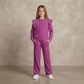 Girls Purple Ribbed Ruffle Set