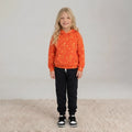 Girls Orange Floral Hoodie Set