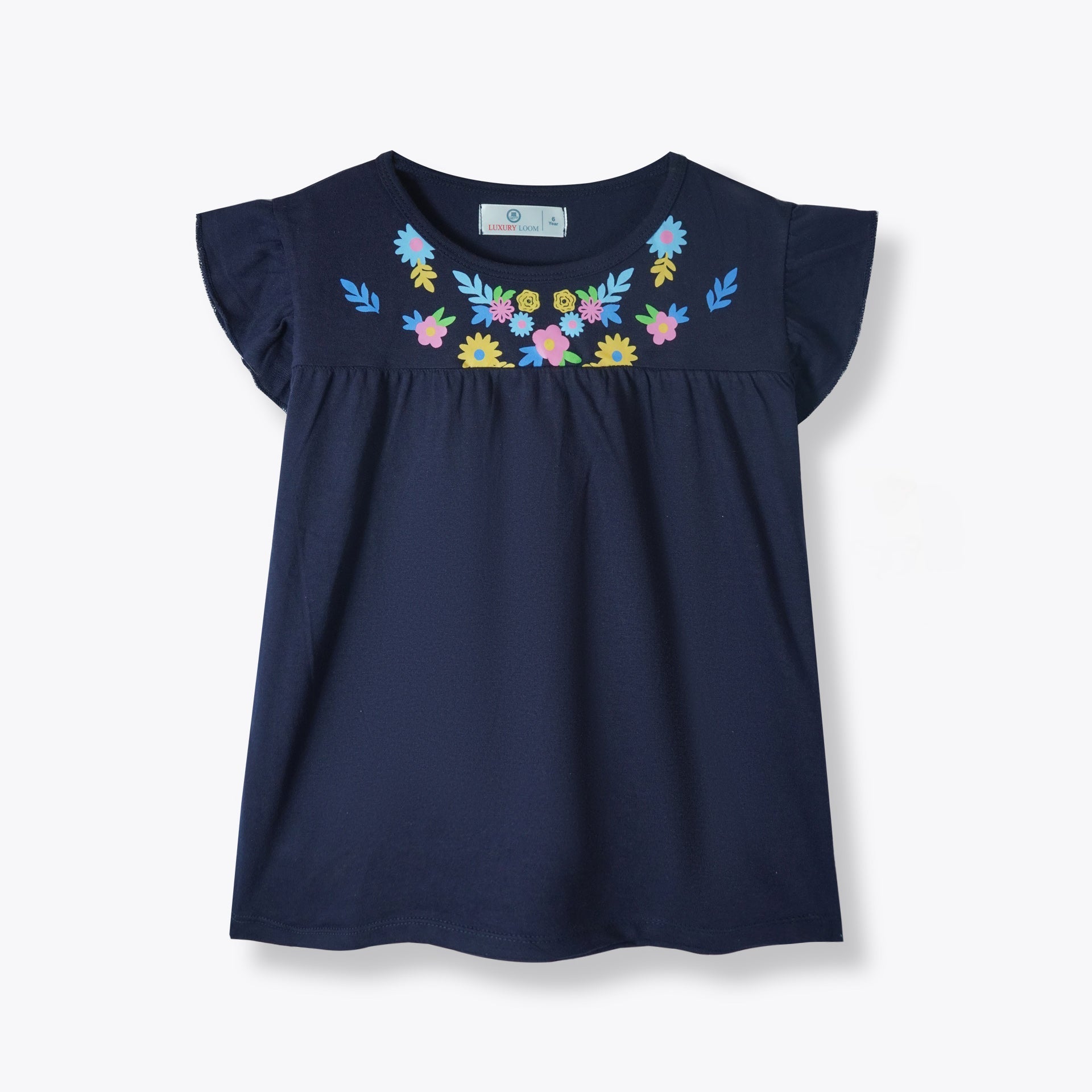 Girls Floral Embroidered Top