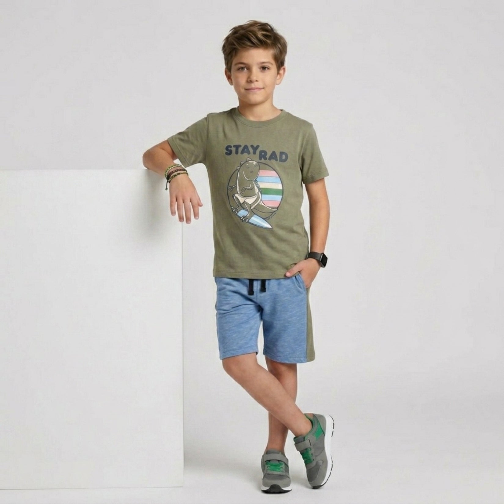Boys Stay Rad Dino Surfer Set
