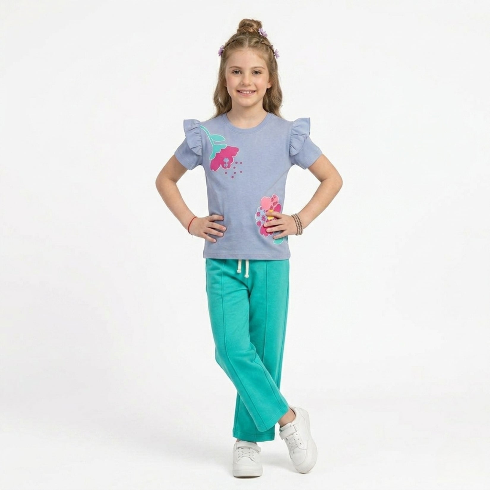 Girls Floral Ruffle Set