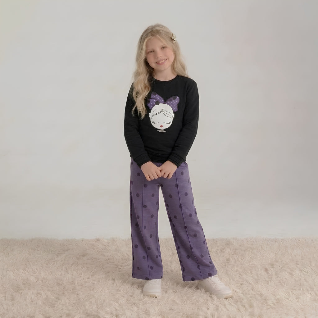 Girls Graphic & Polka Dot Set