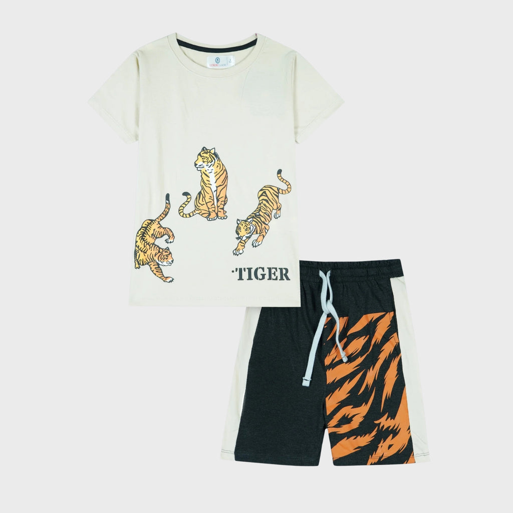 Tiger Print T-Shirt & Shorts Set