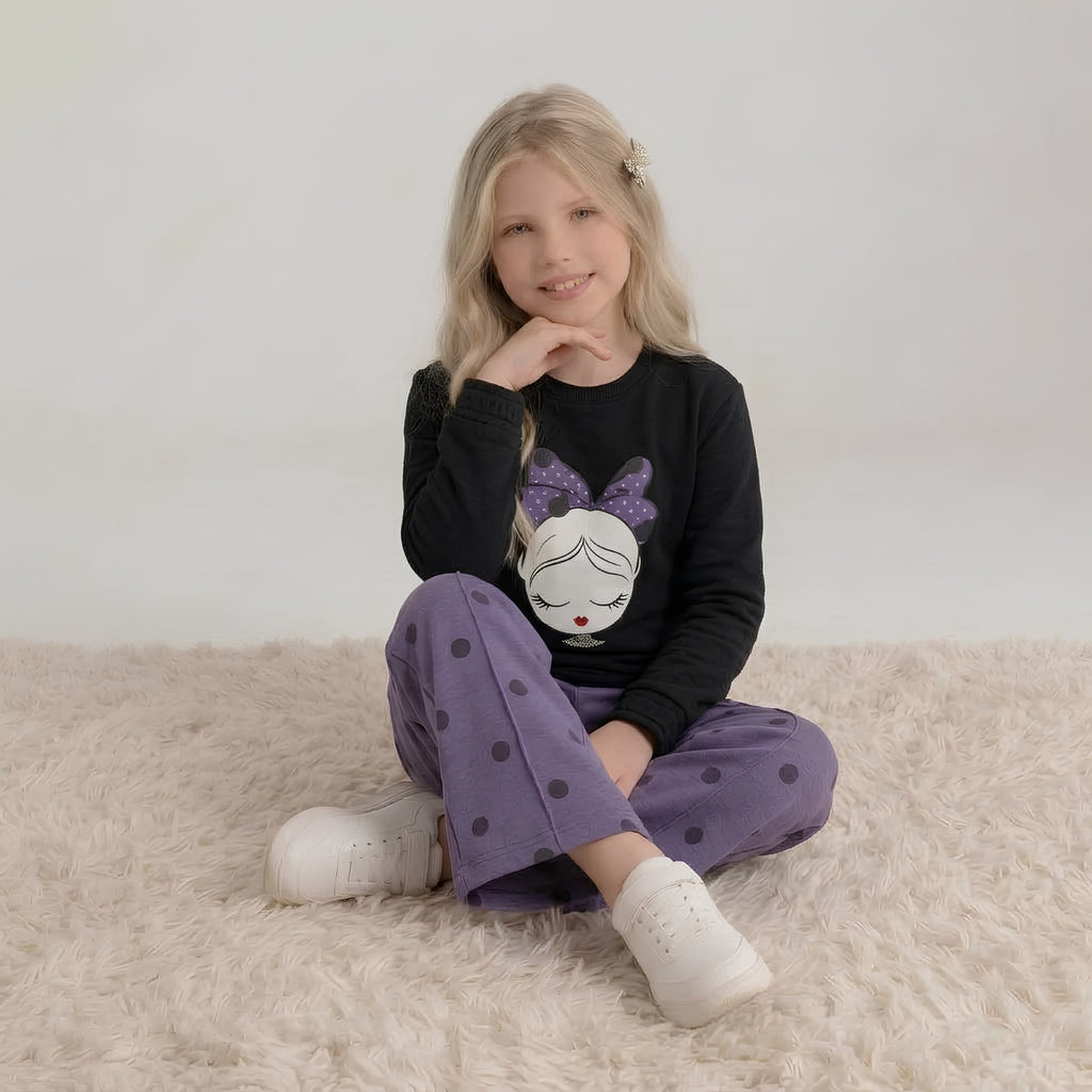 Girls Graphic & Polka Dot Set
