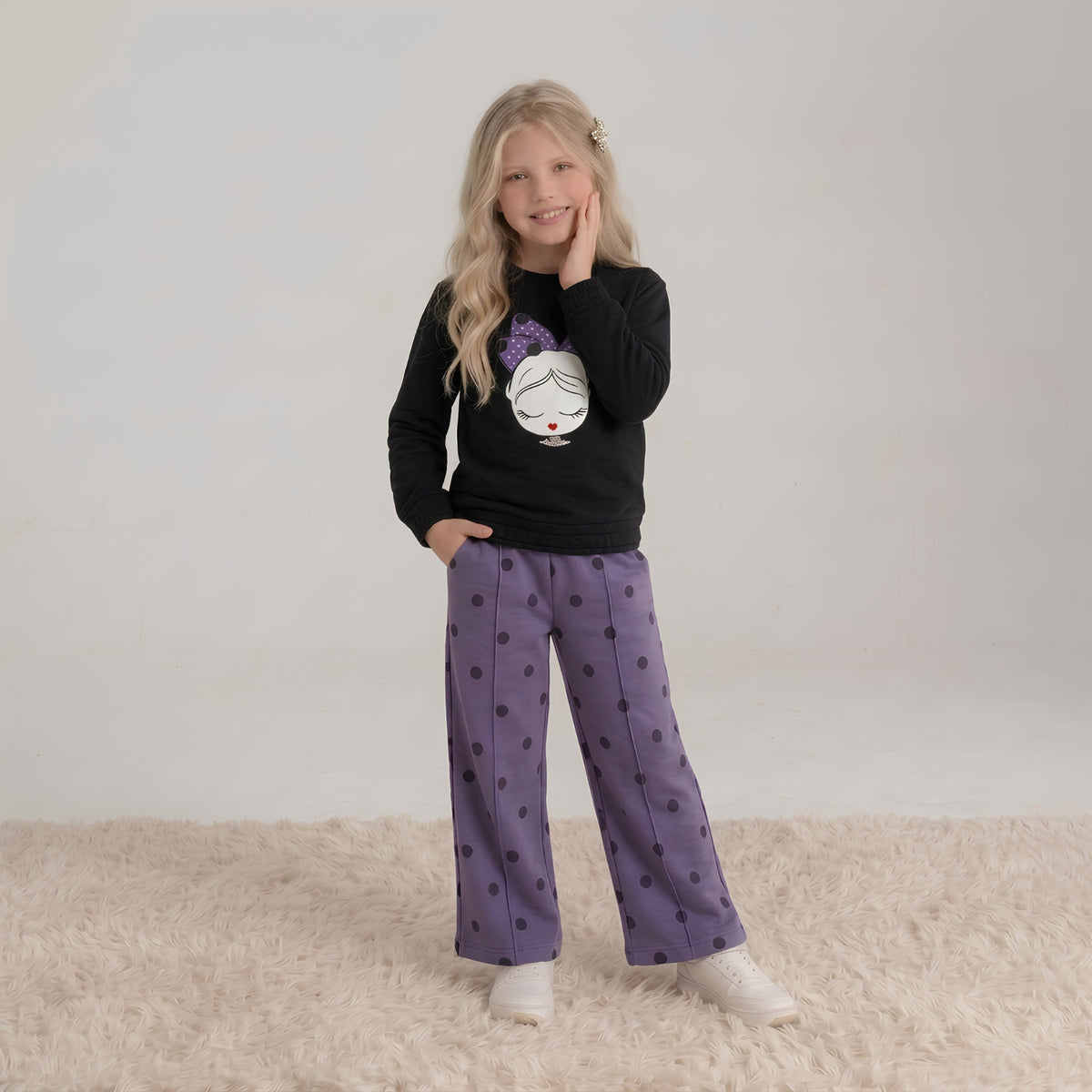 Girls Graphic & Polka Dot Set