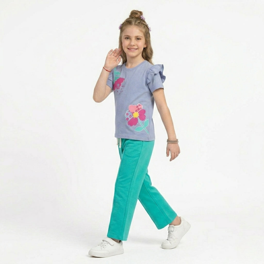 Girls Floral Ruffle Set