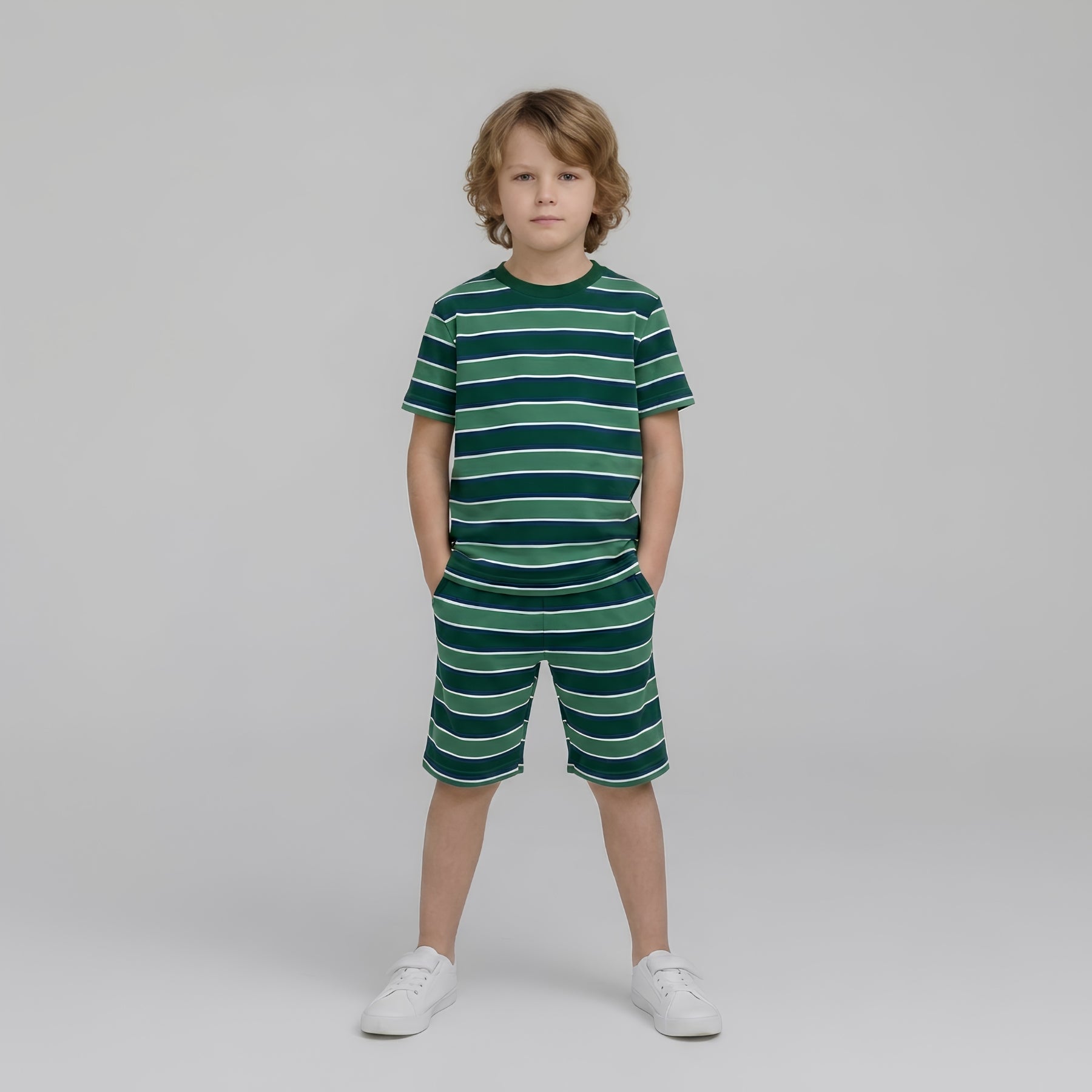 Boys Classic Striped Shorts Set
