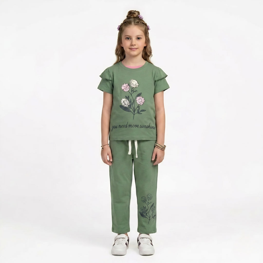 Girls Floral Print Set