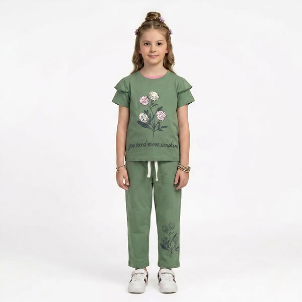 Girls Floral Print Set