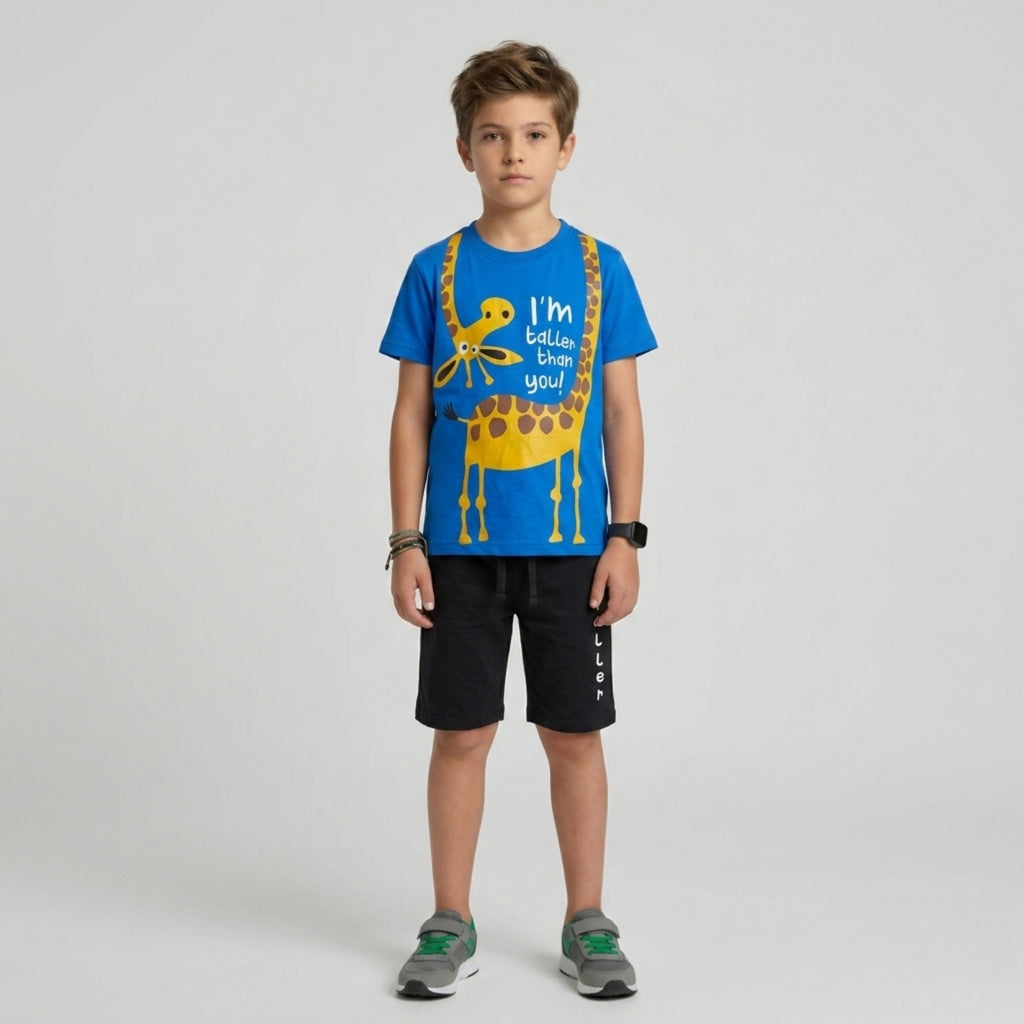 Boys Giraffe Fun Shorts Set
