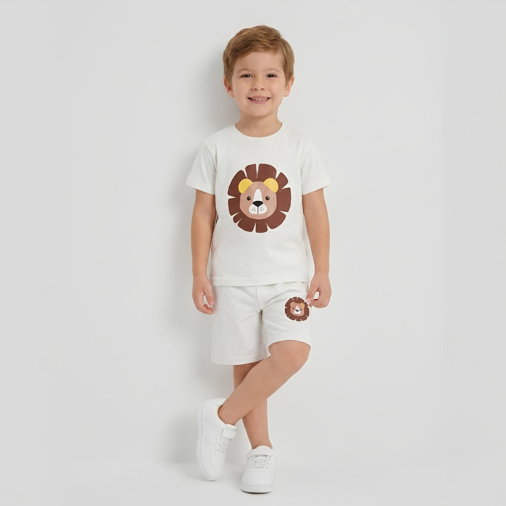 Boys Cute Lion Shorts Set