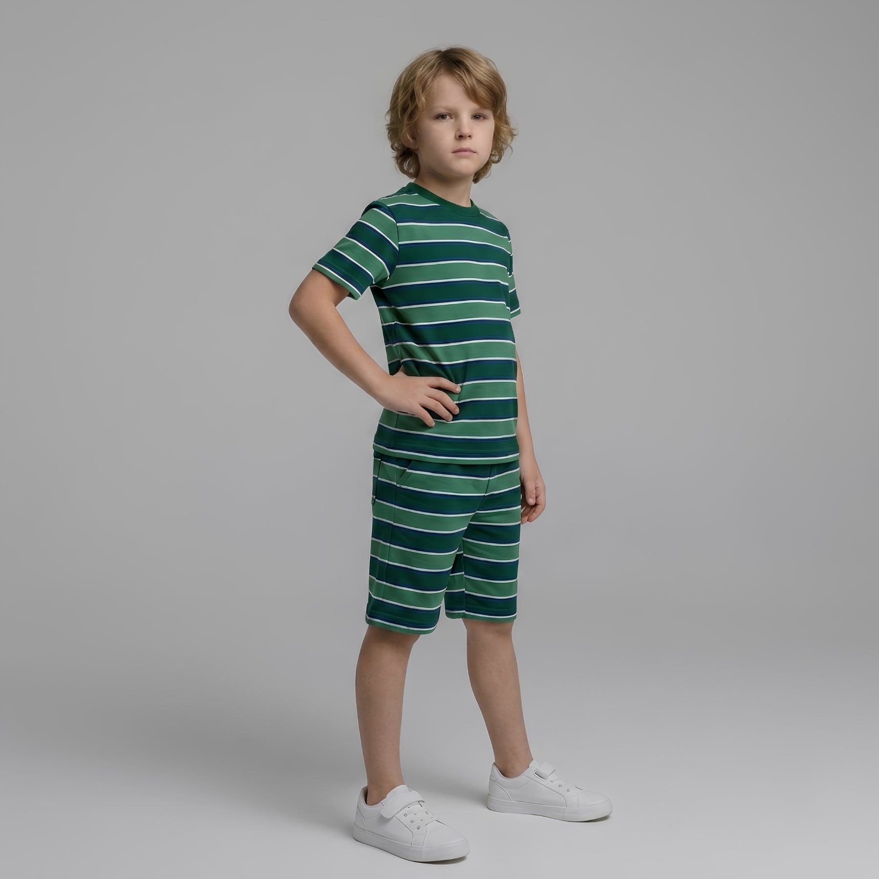 Boys Classic Striped Shorts Set