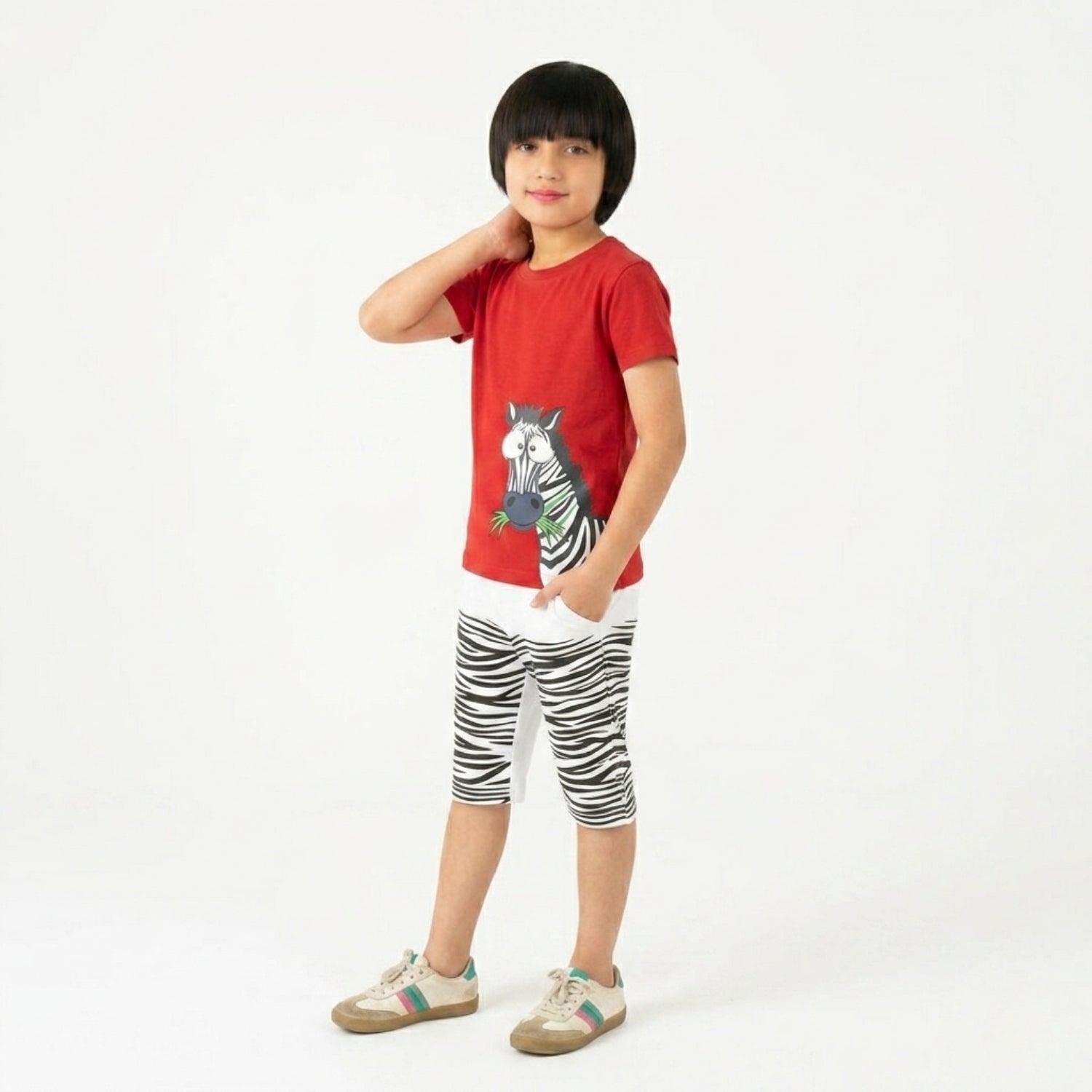 Boys Zebra Print Shorts Set