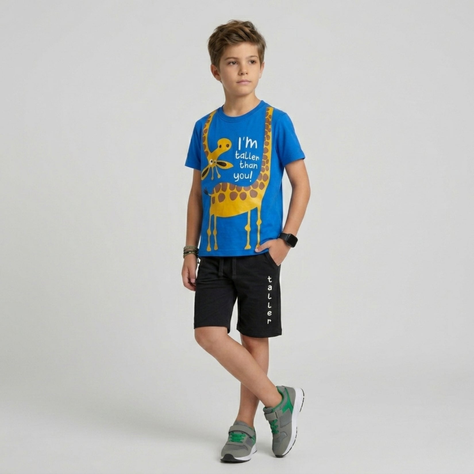 Boys Giraffe Fun Shorts Set