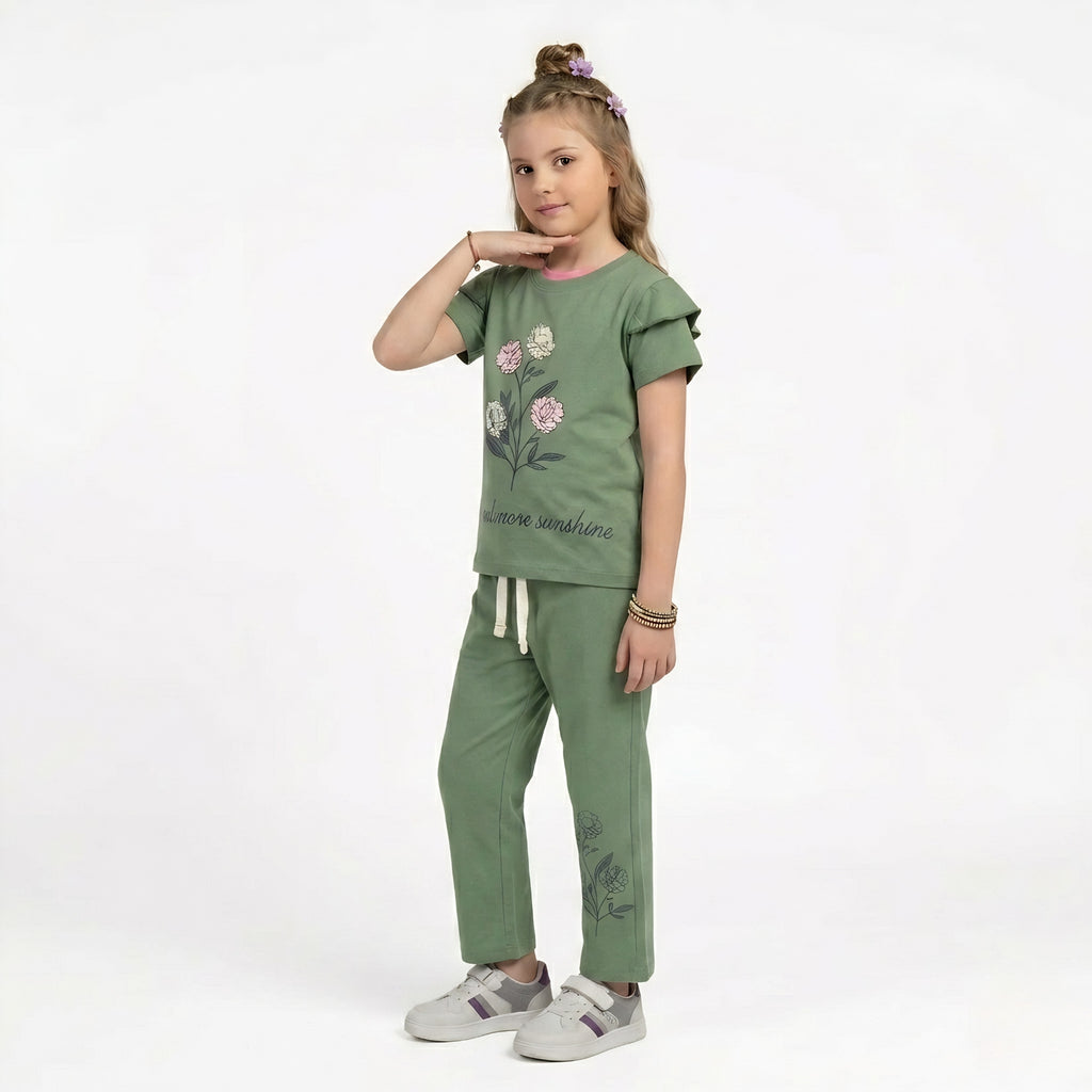 Girls Floral Print Set