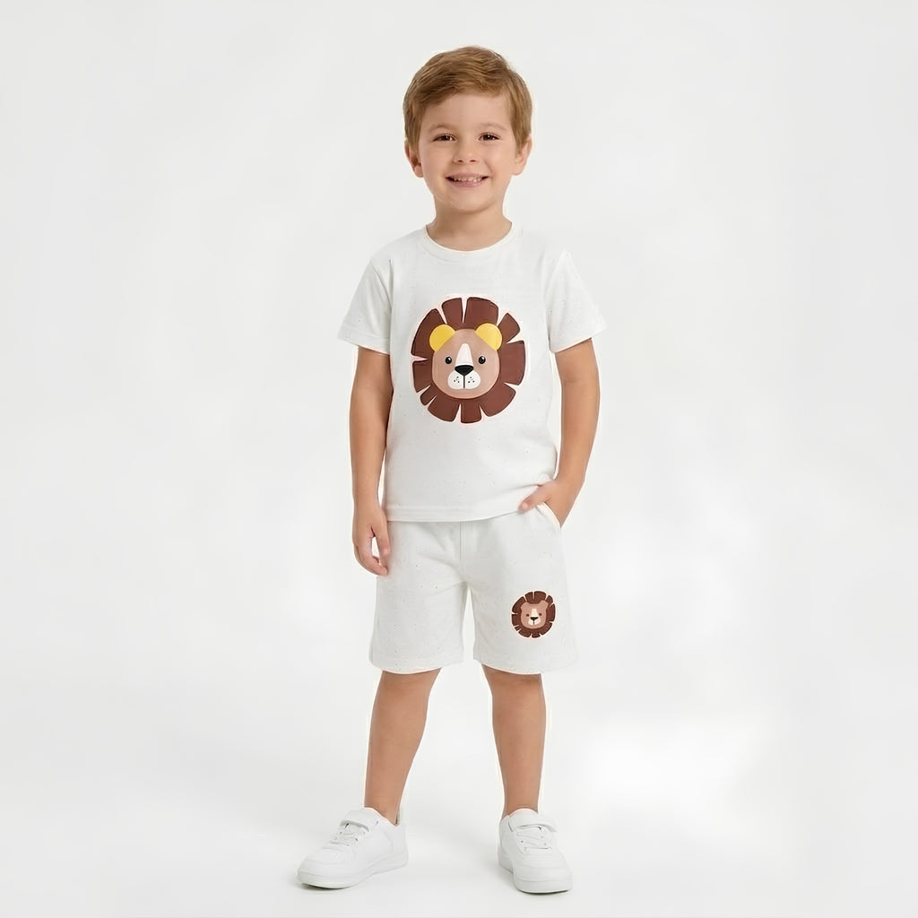 Boys Cute Lion Shorts Set