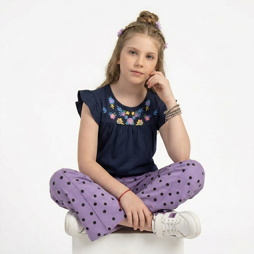 Girls Floral Embroidered Top