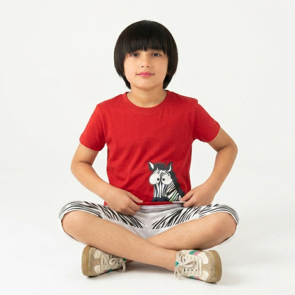 Boys Zebra Print Shorts Set