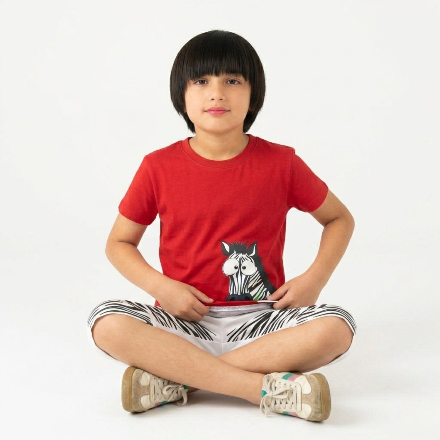 Boys Zebra Print Shorts Set