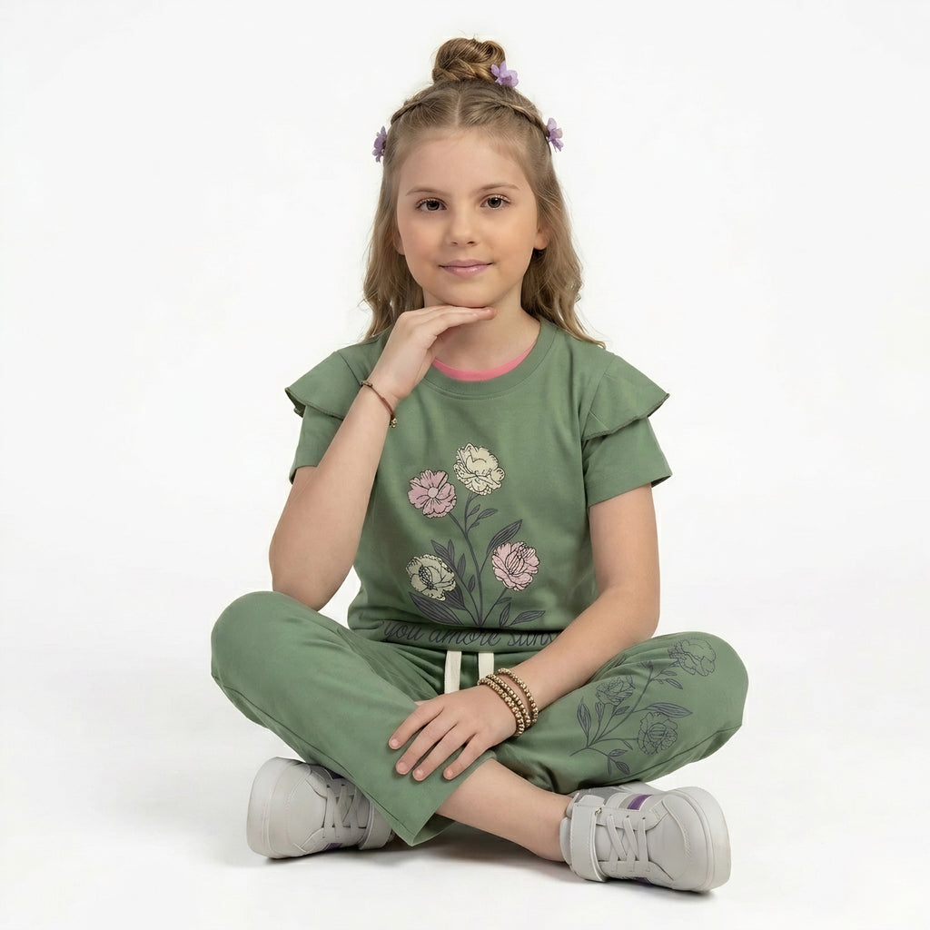 Girls Floral Print Set