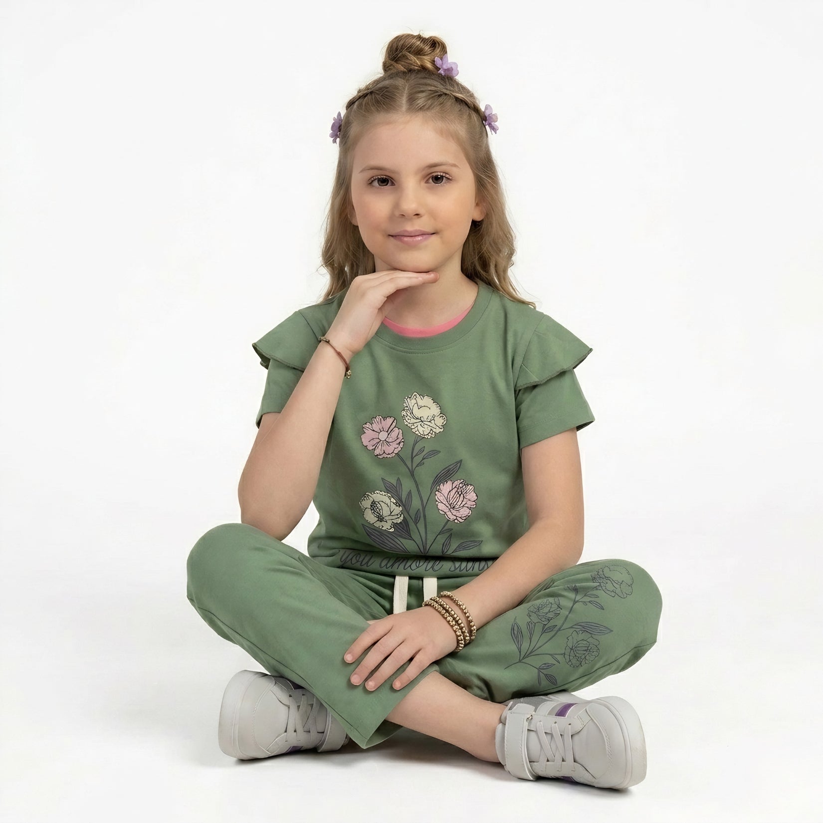 Girls Floral Print Set