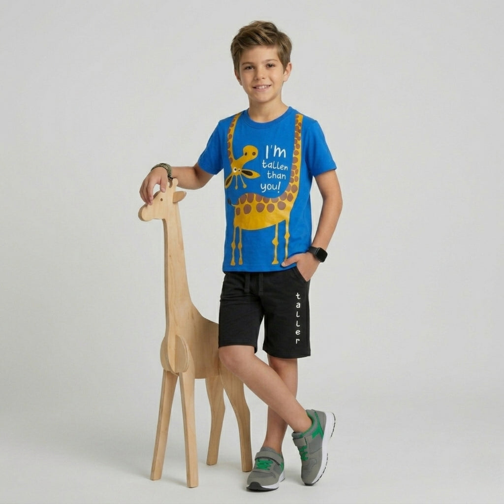 Boys Giraffe Fun Shorts Set