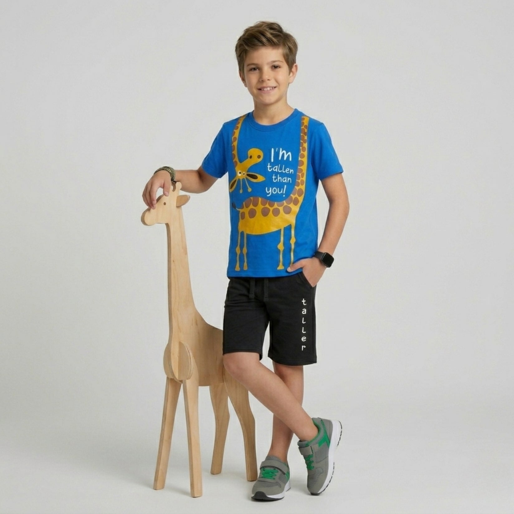 Boys Giraffe Fun Shorts Set