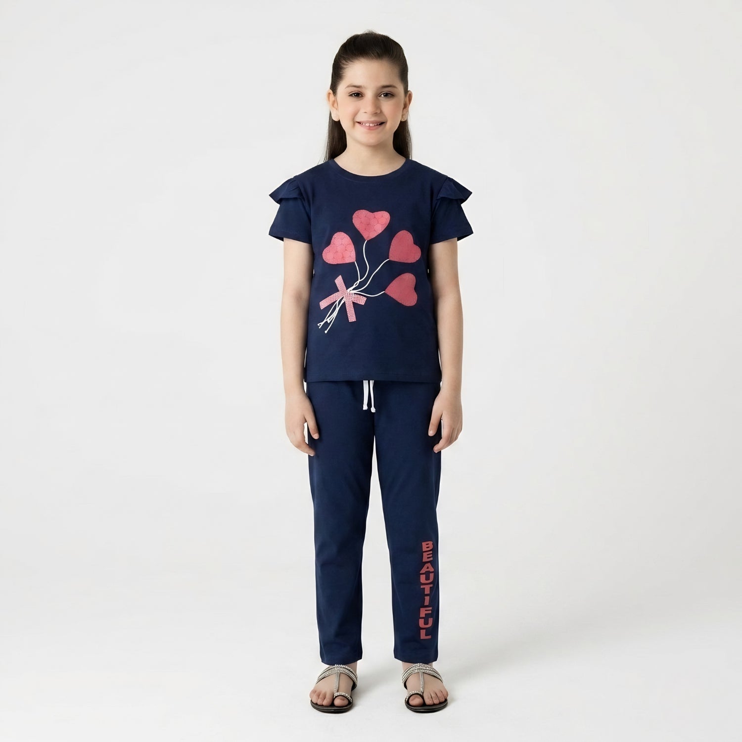 Girls Heart Balloon Print Set