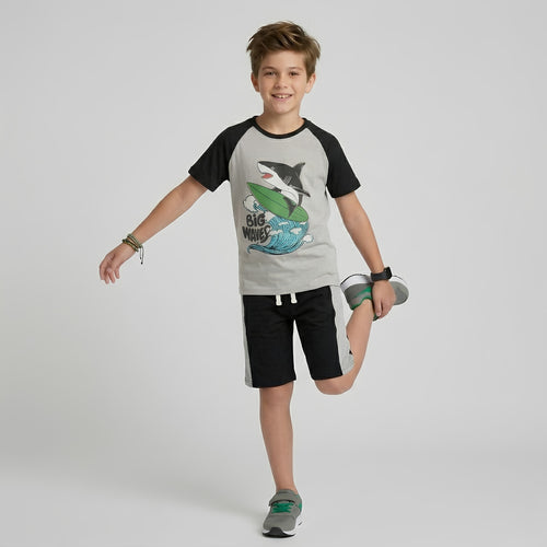 Boys Big Waves Shark Raglan Set
