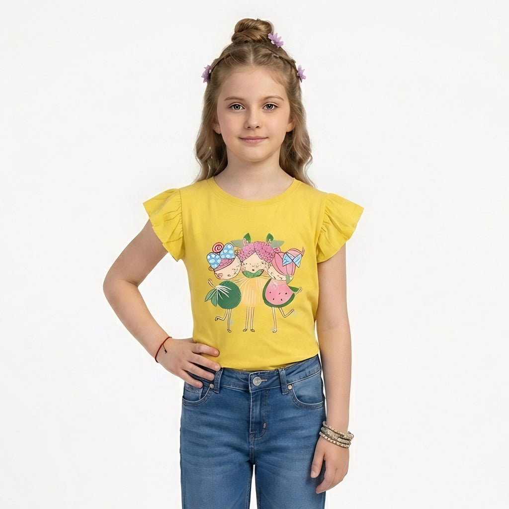 Girls Fruit Friends Ruffle Top